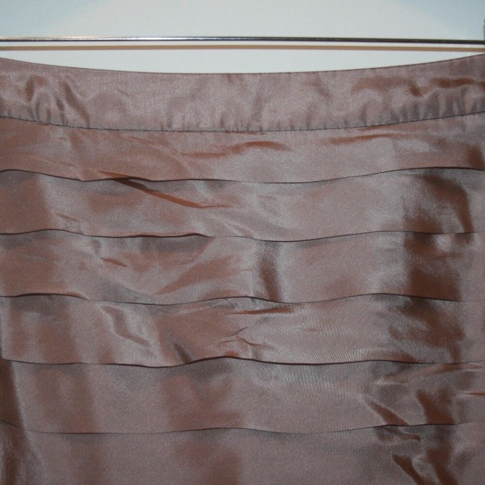 ANN TAYLOR LOFT Silk Skirt, Tiered, Brown, EUC, Size 10